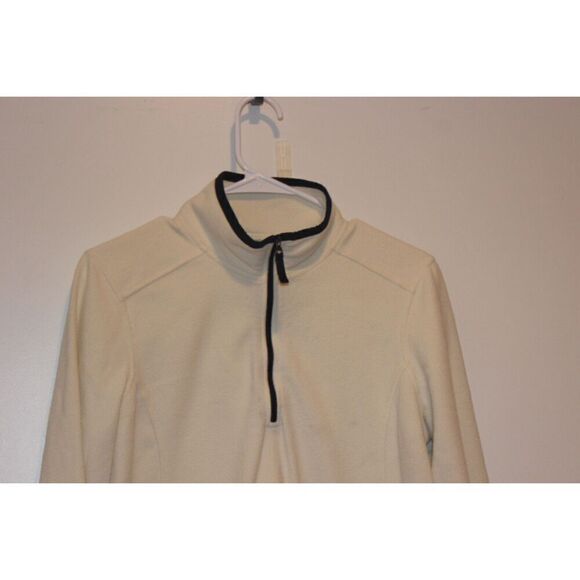 L.L.Bean Cream Half Zip Fleece Sweatshirt Women Size Medium - Picture 3 of 6